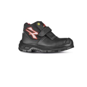 Upower Dubai UK S ESD Calzado de Seguridad con Velcro - Talla 38 - Parte Superior Hidrofuga, Puntera Airtoe Composite, Sistema Antiperforacion, Suela Antideslizante, Antiabrasion, Proteccion S3S CI FO SR - Color Negro/Rojo