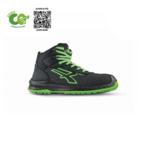 Upower Lake UK S ESD Calzado de Seguridad Carbon Neutral - Talla 35 - Proteccion S3S CI FO SR, Puntera AirToe Composite, Antideslizante, Resistente al Aceite, Antiestatica - Color Negro/Verde