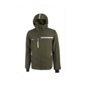 Upower Wink Chaqueta de Trabajo de Invierno - Talla 2XL - Acolchado de Grafeno, Impermeable, Capucha Regulable, Multibolsillos, Detalles Reflectantes, Proteccion DPI1 - Color Verde Oscuro
