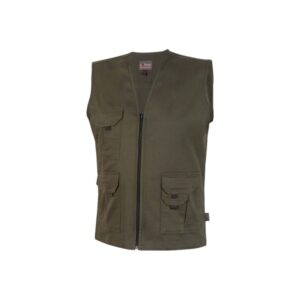 Upower Chica Chaleco Multibolsillos de Algodon Elastico - Talla 2XL - Ligero, Cierre Cremallera, Espacio Personalizacion, Bolsillos Multifuncionales con Velcro - Color Verde Oscuro