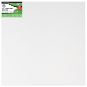 Daler Rowney Simply Bastidor Entelado 3D - 80x80cm - Imprimacion Triple - Grano Medio - 100% Algodon sin Acido - 250g - Color Blanco