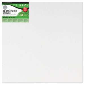Daler Rowney Simply Bastidor Entelado 3D - 60x60cm - Imprimacion Triple - Grano Medio - 100% Algodon sin Acido - 250g - Color Blanco