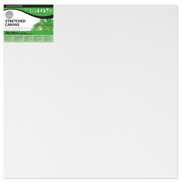 Daler Rowney Simply Bastidor Entelado - 70x70cm - Imprimacion Triple - Grano Medio - 100% Algodon sin Acido - 250g - Color Blanco