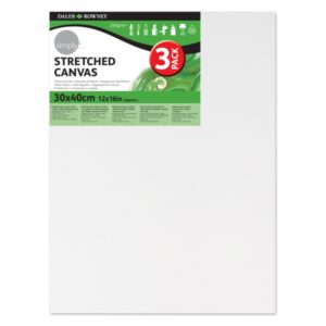 Daler Rowney Simply Pack de 3 Bastidores Entelados- 30x40cm - Imprimacion Triple - Grano Medio - 100% Algodon sin Acido - 250g - Color Blanco