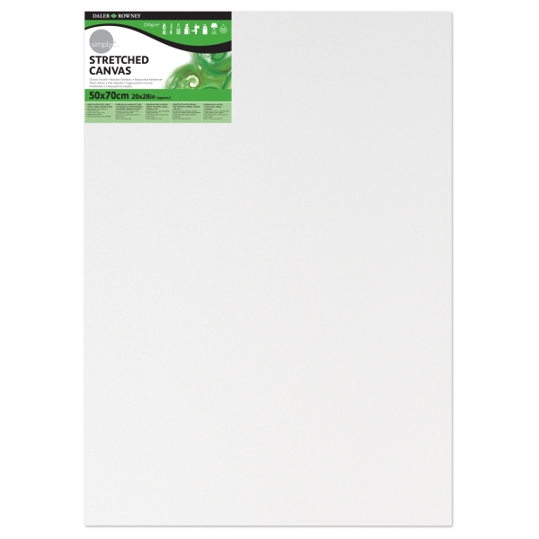 Daler Rowney Simply Bastidor Entelado - 50x70cm - Imprimacion Triple - Grano Medio - 100% Algodon sin Acido - 250g - Color Blanco