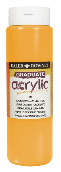 Daler Rowney Graduate Pintura Acrilica - Botella de Plastico - 500ml - Color Amarillo de Cadmio Profundo