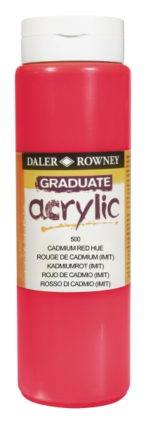 Daler Rowney Graduate Pintura Acrilica - Botella de Plastico - 500ml - Color Rojo de Cadmio