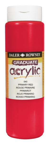 Daler Rowney Graduate Pintura Acrilica - Botella de Plastico - 500ml - Color Rojo Primario