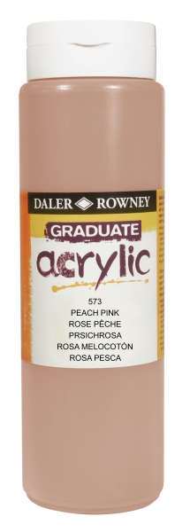 Daler Rowney Graduate Pintura Acrilica - Botella de Plastico - 500ml - Color Rosa Melocoton
