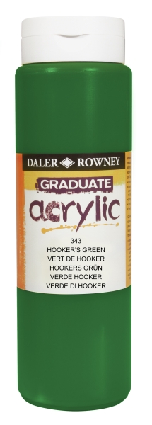 Daler Rowney Graduate Pintura Acrilica - Botella de Plastico - 500ml - Color Verde Hooker