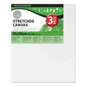 Daler Rowney Simply Pack de 3 Bastidores Entelados- 24x30cm - Imprimacion Triple - Grano Medio - 100% Algodon sin Acido - 250g - Color Blanco