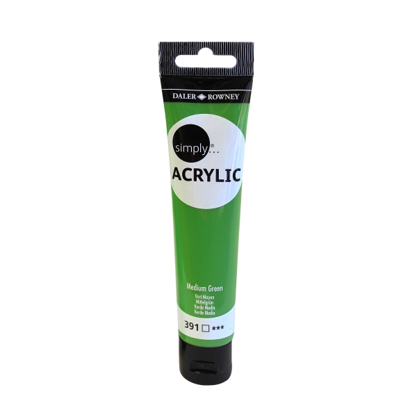 Daler Rowney Simply Pintura Acrilica - Tubo de Plastico - 75ml - Color Verde Medio