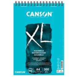 Canson XL Papel de Acuarela Album Espiral de 30 Hojas A5 de 300g - Grano Fino - Color Blanco