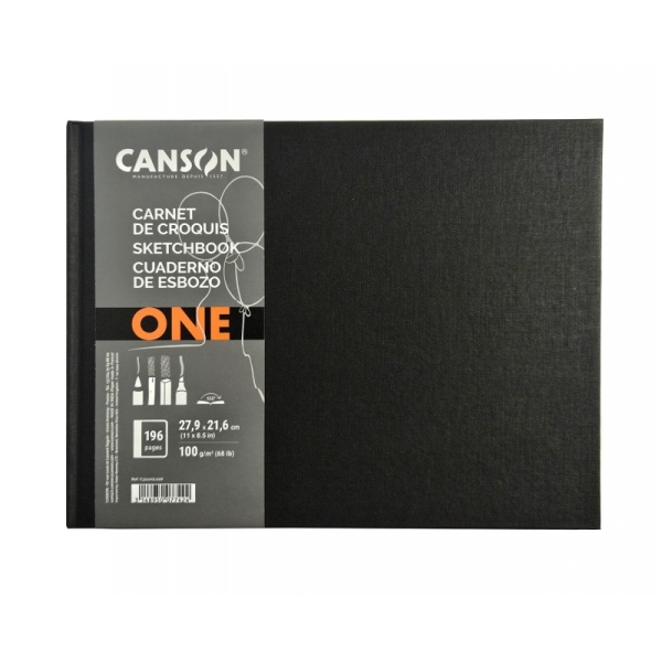 Canson Sketch One Cuaderno Apaisado con 98 Hojas - 27.9x21.6m - 100g - Grano Fino - Color Blanco