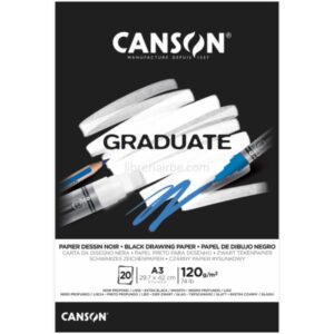 Canson Graduate Black Bloc Encolado de 20 Hojas A3 - 120g - Grano Fino - Color Negro