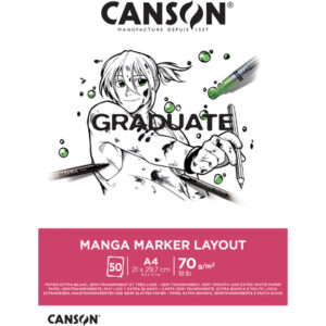 Canson Graduate Manga Layout Bloc Encolado de 20 Hojas A4 - 70g - Extraliso - Color Blanco