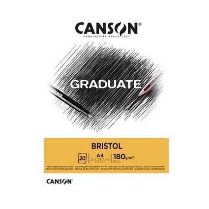 Canson Graduate Bristol Bloc Encolado de 20 Hojas A5 - 180g - Extraliso - Color Blanco