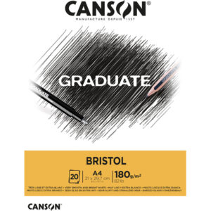 Canson Graduate Bristol Bloc Encolado de 20 Hojas A4 - 180g - Extraliso - Color Blanco