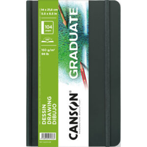 Canson Graduate Dibujo Cuaderno con 52 Hojas - 14x21.6cm - 160g - Grano Fino - Color Blanco