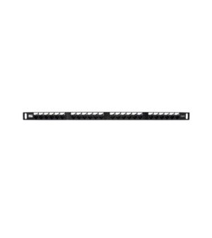 WP Patch Panel de 24 Puertos RJ45 CAT6 UTP - 0.5U IDC de Alta Densidad - Color Negro
