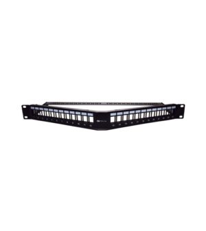 WP Patch Panel de 24 Puertos RJ45 CAT6 UTP - 1U Keystone Angulado - Color Negro