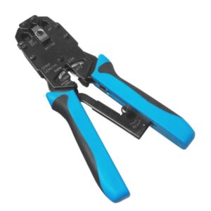 WP Crimpadora Metalica para RJ11/RJ12/RJ45 de Carraca - Funcion Pelacables - Color Negro y Azul