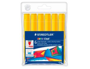 Staedtler Noris Jumbo 340 Pack de 6 Rotuladores Jumbo - Punta de Fibra - Trazo 3mm - Tapa Ventilada - Color Amarillo