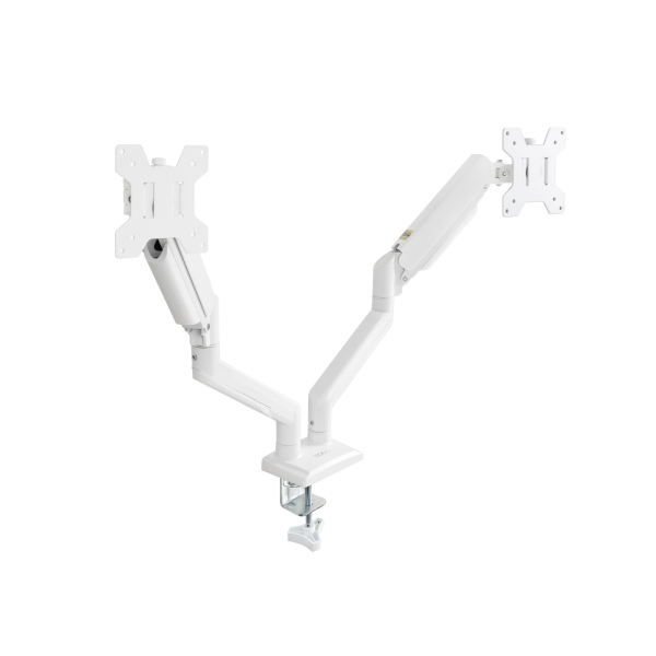 Tooq Soporte de Mesa con Brazos Articulados para 2 Monitores de 13"-34" - Giratorio e Inclinable - Piston de Gas - Peso Max 10kg x Brazo - VESA 100x100mm - Color Blanco
