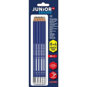Alpino Junior Blister de 12 Lapices de Grafito HB con Goma - Espacio para el Nombre