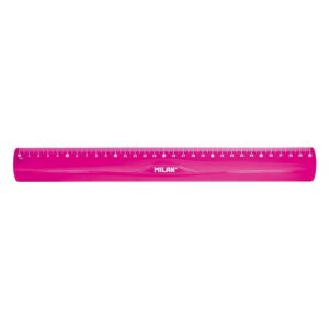 Milan Regla Flexible y Resistente - Longitud 30cm - Color Rosa Translucido