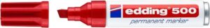 Edding 500 Rotulador Permanente - Punta Biselada - Trazo entre 2  y 7 mm. - Recargable - Secado Instantaneo - Color Rojo