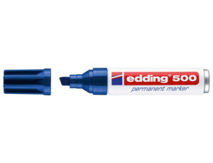 Edding 500 Rotulador Permanente - Punta Biselada - Trazo entre 2 y 7 mm. - Recargable - Secado Instantaneo - Color Azul