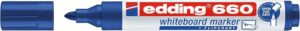Edding 660 Rotulador para Pizarra Blanca - Punta Redonda - Trazo entre 1.5 y 3 mm. - Tinta Pigmentada - Recargable - Borrable en Seco - Color Azul