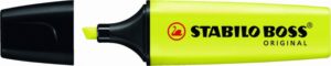Stabilo Boss 70 Rotulador Marcador Fluorescente - Trazo entre 2 y 5mm - Recargable - Tinta con Base de Agua - Color Amarillo Fluorescente