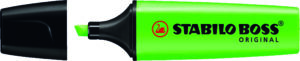 Stabilo Boss 70 Rotulador Marcador Fluorescente - Trazo entre 2 y 5mm - Recargable - Tinta con Base de Agua - Color Verde Fluorescente