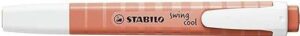 Stabilo Swing Cool Pastel Marcador Fluorescente - Cuerpo Plano - Punta Biselada - Trazo entre 1 y 4mm - Tinta con Base de Agua - Color Coral Meloso
