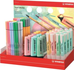 Stabilo Expositor Coleccion Pastel de 111 Rotuladores y Marcadores Fluorescentes - 15 Boss, 16 Swing Cool, 40 Point 88 y 40 Pen 68 - Colores Surtidos
