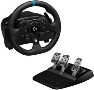 Logitech G923 Trueforce Juego de Volante y Pedales de Carreras Compatible con Xbox Series X/S, Xbox One y PC - LEDS Indicador RPM - Giro 900º - Efecto Force Feedback con Trueforce - Freno Progresivo - Volante de Aluminio, Cuero y Acero