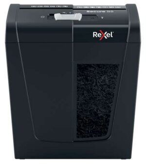 Rexel Secure S5 Destructora de Papel Manual Corte en Tiras P-2 - Destruye hasta 5 Hojas - Capacidad de la Papelera 10L - Color Negro