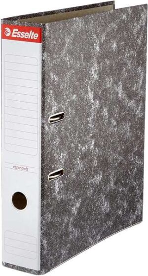Esselte Archivador de Palanca Formato Folio - Lomo 75mm - Capacidad para 500 Hojas - Color Negro Jaspeado