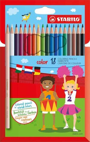 Stabilo Color Pack de 18 Lapices de Colores - Mina de 2.5mm - Ideal para el Colegio - Colores Surtidos