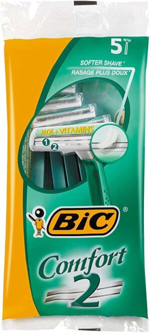 Bic Confort 2 Pack de 5 Maquinillas de Afeitar Desechables de 2 Hojas - Tira Lubricante con Aloe Vera