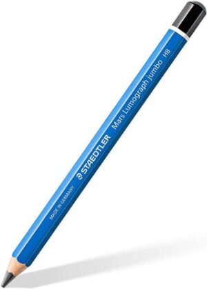 Staedtler Mars Lumograph Jumbo 100J Pack de 5 Lapices de Grafito - Acabados Metalicos - Diametro de Mina 5.3mm Aprox - Graduaciones Surtidas