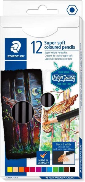 Staedtler Super Soft 149C Pack de 12 Lapices de Colores - Mina Extra Suave - Colores Surtidos