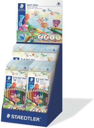 Staedtler Noris Colour 187 Expositor de 25 Estuches de Lapices Triangulares de Colores - Resistencia a la Rotura - Colores Surtidos