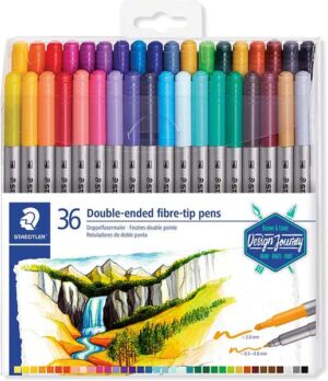 Staedtler 3200 Pack de 36 Rotuladores de Doble Punta - Resistente a la Presion - Colores Surtidos