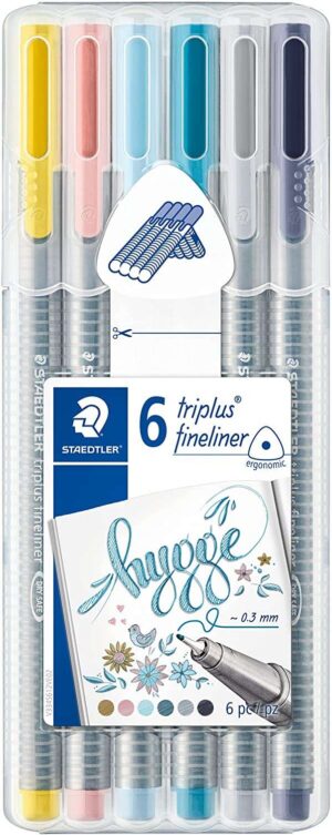Staedtler Triplus Fineliner 334 Pack de 6 Rotuladores de Punta Fina - Trazo 0.3mm Aprox - Tinta Base de Agua - Colores Surtidos