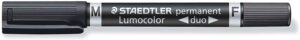 Staedtler Lumocolor 348 Rotulador Permanente de Doble Punta M y F - Secado Rapido - Color Negro