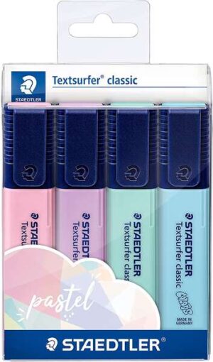 Staedtler Textsurfer Classic 364 Pack de 4 Marcadores Fluorescentes - Secado Rapido - Trazo 1 - 5mm Aprox - Colores Surtidos