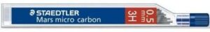 Staedtler Mars Micro Carbon 250 Tubo de 12 Minas de Grafito - Dureza 3H - Trazo 0.5mm - Alta Resistencia